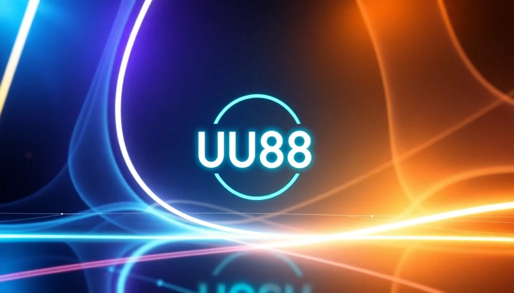Design of the UU88 logo on an engaging tech-themed background, highlighting reliability and user trust, suitable for online gaming or casino branding.