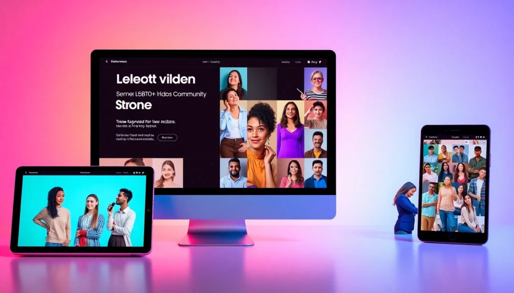 Visit https://789f.gay—dynamic and welcoming LGBTQ+ online platform with vibrant colors and engaging visuals fostering community connection.