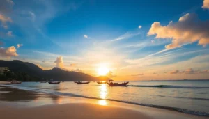 Vivid Lombok sunset showcasing the best scenic views with colorful sky and tranquil waters, inviting relaxation.