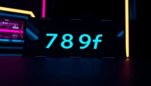 High-tech 789f logo on a digital display with vibrant neon colors, symbolizing advanced online services for user engagement.