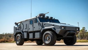 Dynamic action shot of M88 recovery vehicle showcasing its armored design and recovery equipment, highlighting strength and durability for military support.