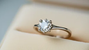 Elegant white gold engagement ring featuring a dazzling center diamond with intricate detailing, perfect for modern proposals and timeless elegance.