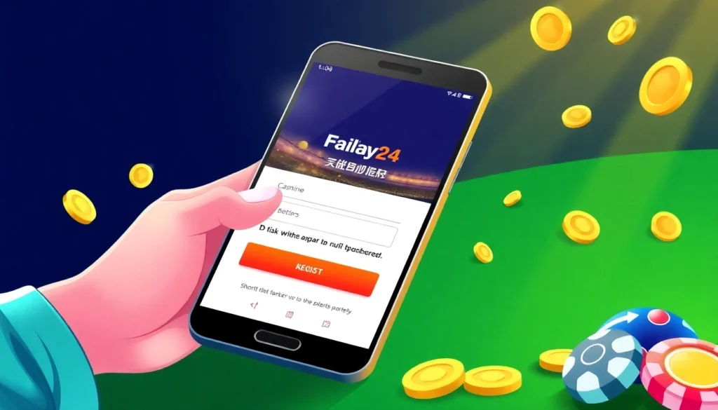 Easy FairPlay24 register process on mobile with engaging betting interface and sports icons