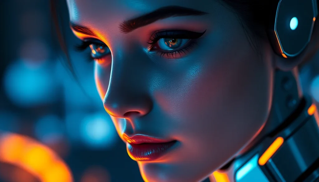 The image showcases a realistic ai girlfriend app avatar with alluring features, highlighting emotional connection in a digital setting.