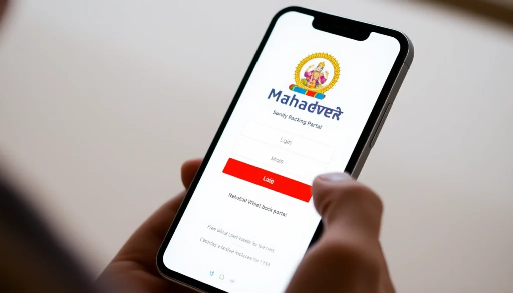 Secure Mahadev book login process on smartphone showing user entering credentials with trust