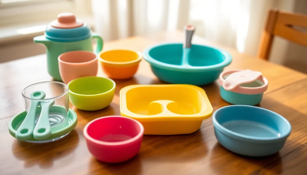 High-quality baby feeding set for weaning in vibrant silicone with multiple compartments for