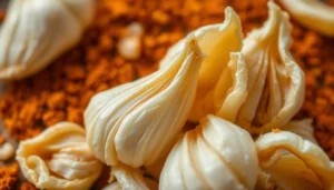Dehydrated Garlic slices showcased in a rustic bowl emphasizing quality and texture for culinary use