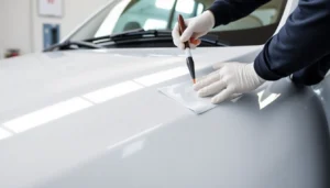 Professional applying Wohnmobil Politursiegelung to a glossy campervan surface for high